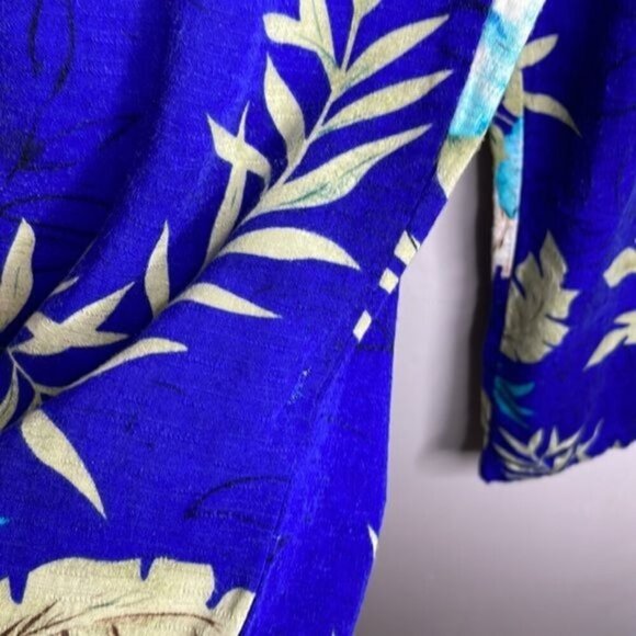 Vintage White Stag Size L Blue Tropical Hawaiian Floral Cropped Wide Leg Pants - Picture 8 of 12